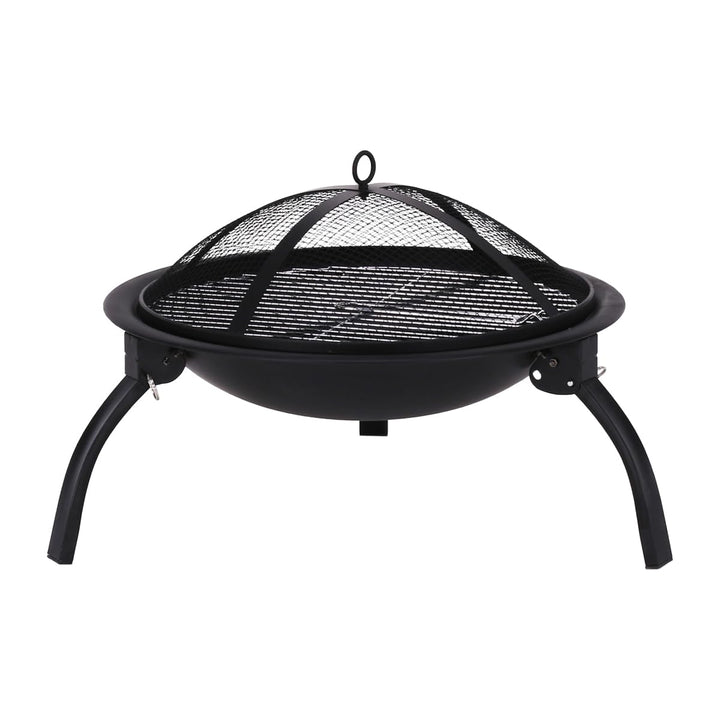 KONDELA Tragbare Feuerschale mit Grillrost und Funkenschutz | Feuerstelle für den Garten | 51 x 51 x