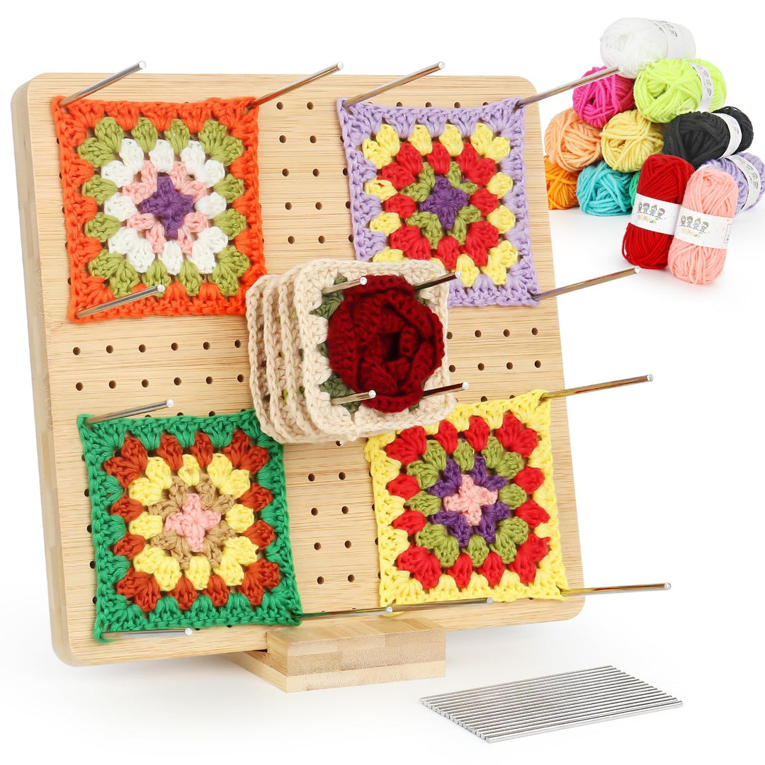 Coopay Granny Square Spanner, Wooden Granny Squares Blocking Board, 23,5 x 23,5 cm Sperrbrett Häkeln