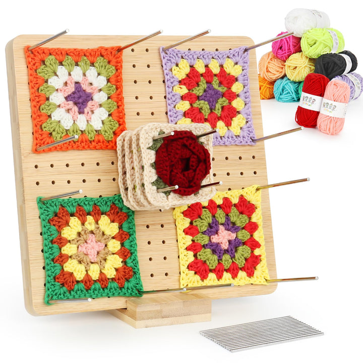 Coopay Granny Square Spanner, Wooden Granny Squares Blocking Board, 23,5 x 23,5 cm Sperrbrett Häkeln
