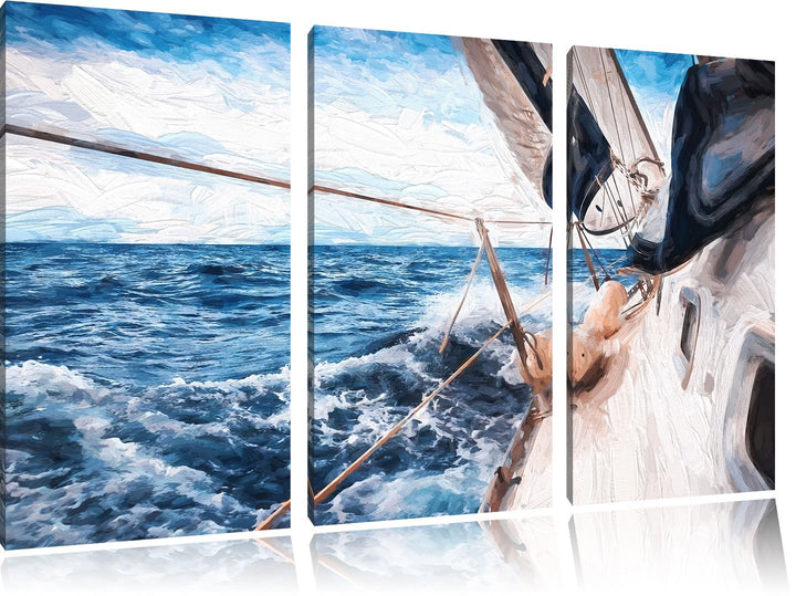 Pixxprint Die weissen Segel der Yacht Kunst als Leinwandbild/Grösse: 3 Teilig (120x80 cm) cm/Wandbil