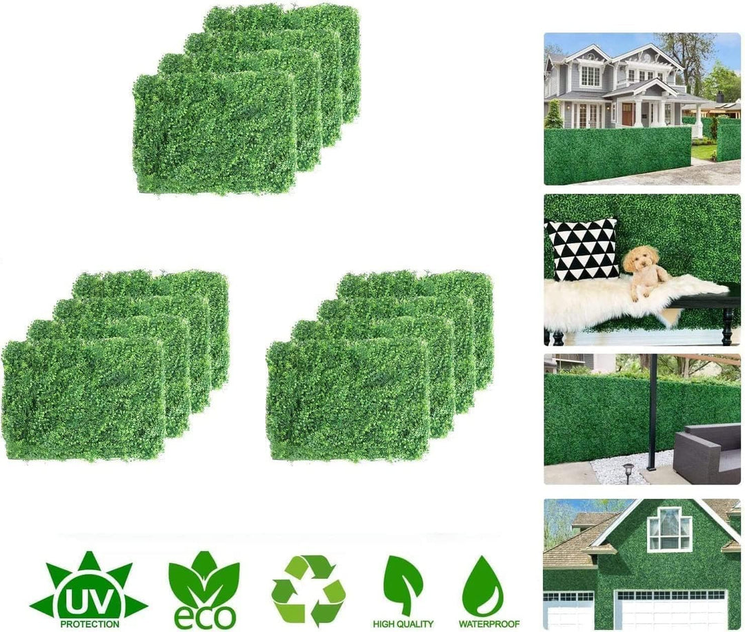 bimiti Künstliche Pflanzenwand 12 Stück Künstliche Hecke Pflanzenwand 60cm x 40cm UV-Geschützt Pflan