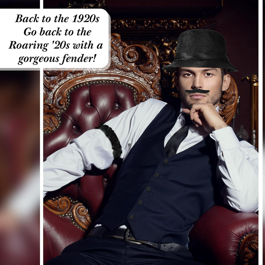 Blulu 1920er Herren Zubehör Gatsby Gangster Kleidung Kostüm Cosplay Outfit mit Weste Fedora Hut Tasc