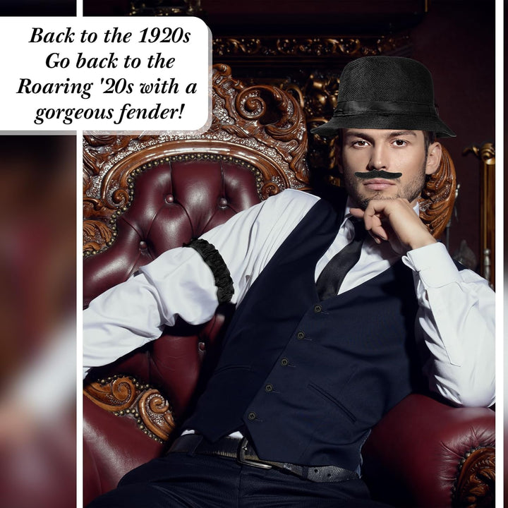 Blulu 1920er Herren Zubehör Gatsby Gangster Kleidung Kostüm Cosplay Outfit mit Weste Fedora Hut Tasc