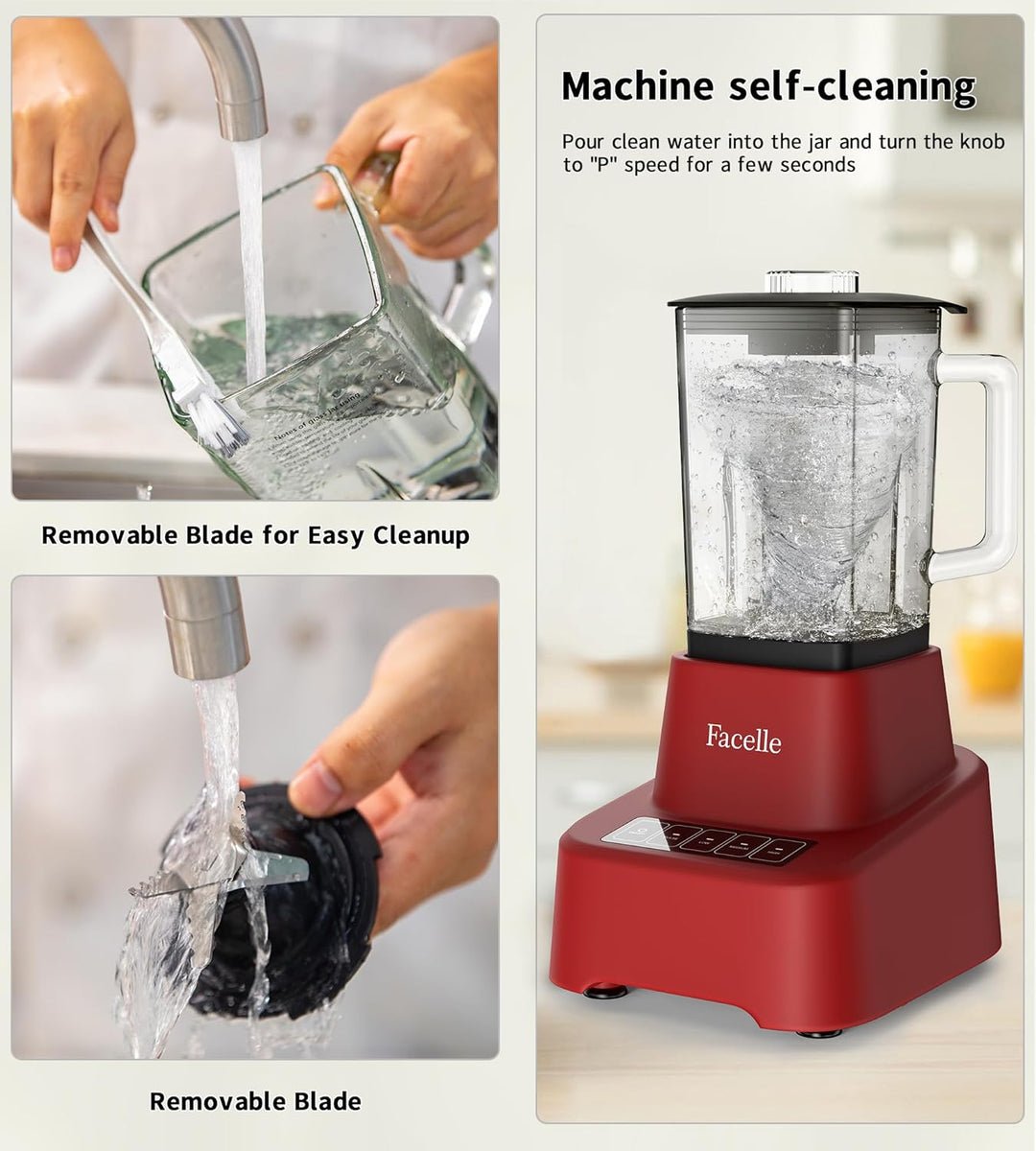 Standmixer, Facelle Mixer Smoothie Maker für Smoothies und Shakes, 1,6L Glasmixer mit Touchscreen 3+