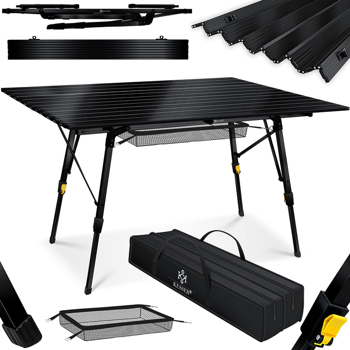 KESSER® Campingtisch faltbar Klapptisch mit Aluminiumrahmen Aufrollbare Tischplatte Falttisch klappb