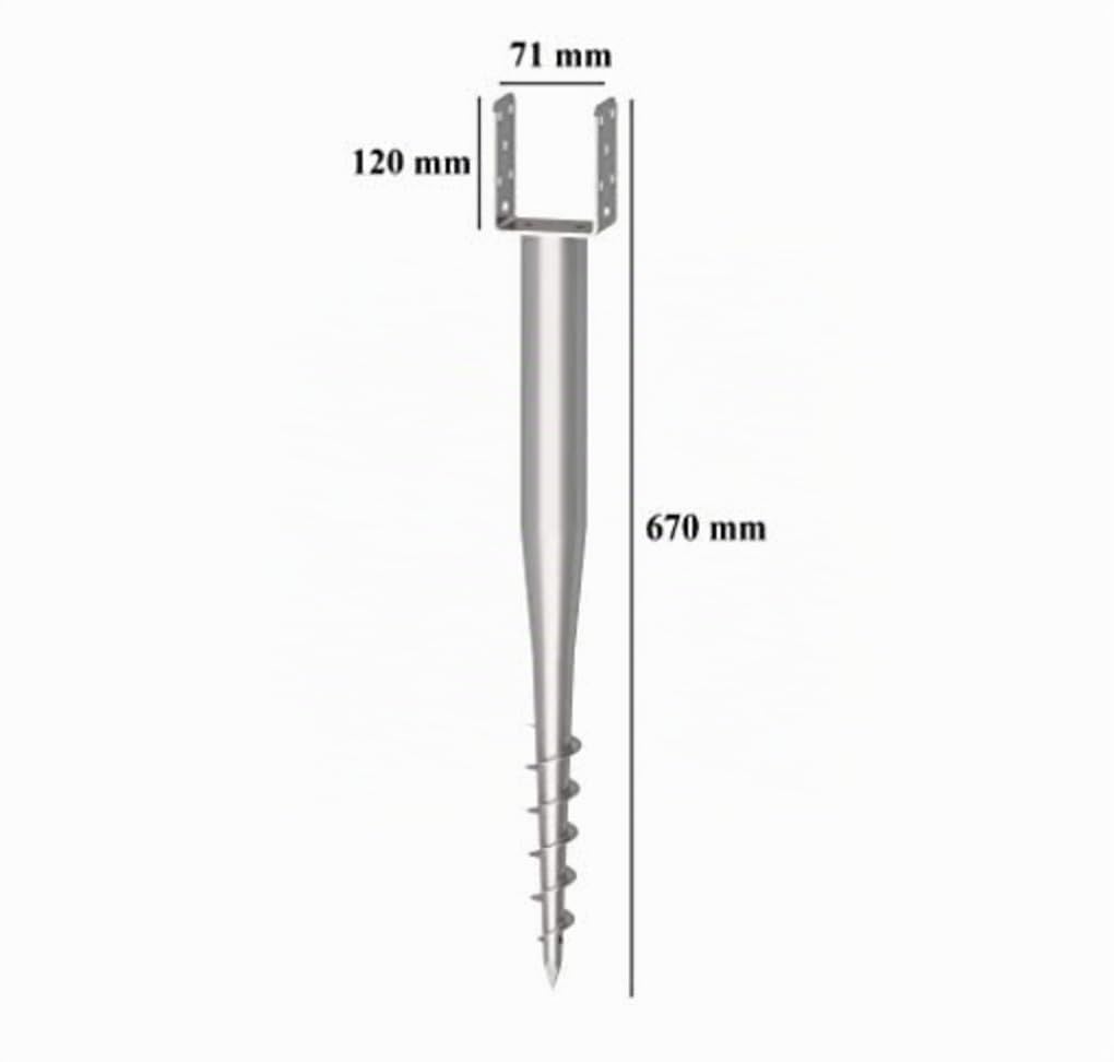 Krinner Bodenhülse U-Fix 71 (Eindrehbodenhülse für Kanthölzer, Pfostenträger, Länge 670 mm, für Holz