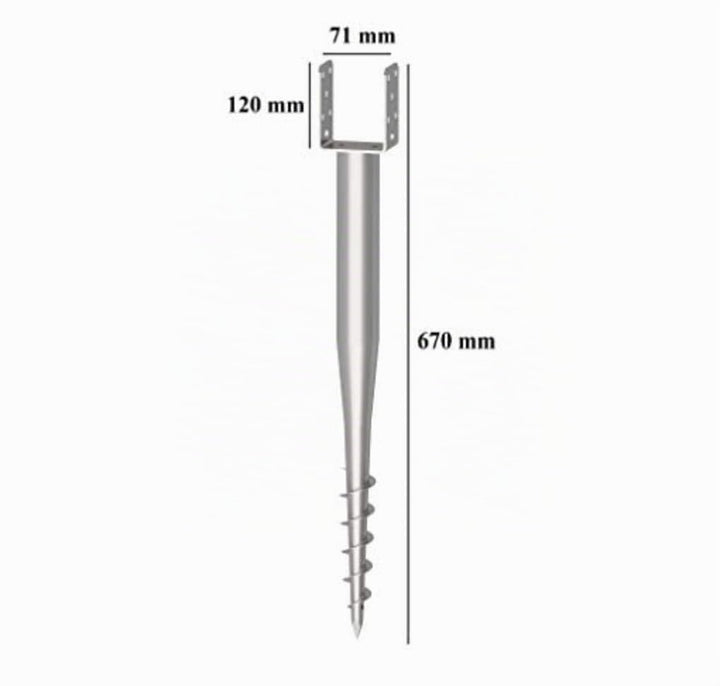 Krinner Bodenhülse U-Fix 71 (Eindrehbodenhülse für Kanthölzer, Pfostenträger, Länge 670 mm, für Holz