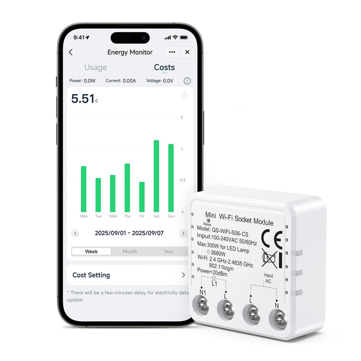 Maxcio Smart Steckdose Modul mit Strommessung 16A 3680W, Stromzähler Steckdose mit Zeitschaltuhr, St