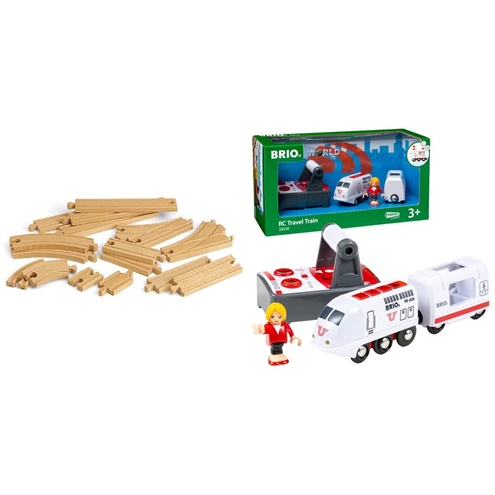 BRIO Bahn 33402 - Mittleres Schienensortiment & World 33510 IR Express Reisezug - Elektrische Lokomo