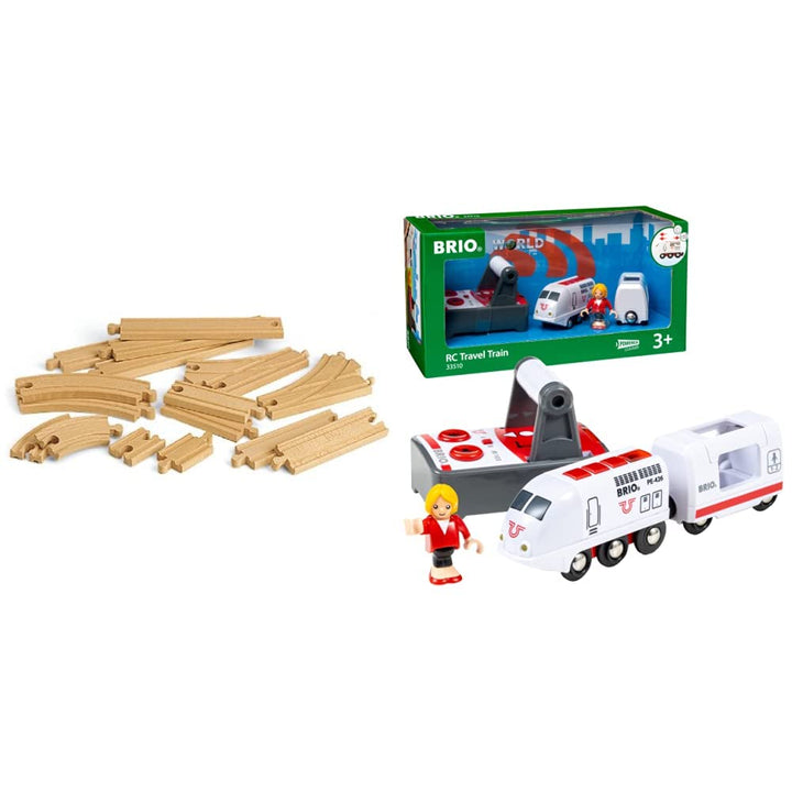 BRIO Bahn 33402 - Mittleres Schienensortiment & World 33510 IR Express Reisezug - Elektrische Lokomo