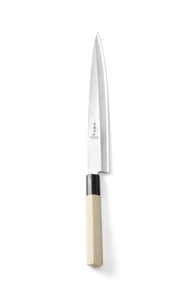 HENDI Messer "Sashimi", mit Holzgriff, Japanische Messer, Küchenmesser, Messer, Deutscher Stahl X50C