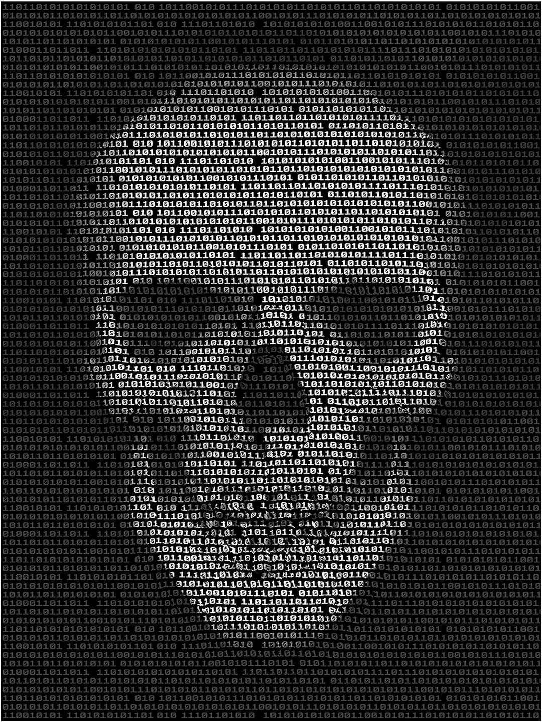 wandmotiv24 Totenkopf Wandbild aus Acrylglas, Grösse 100x75cm, Hochformat, Schädel Binär Code, Schwa