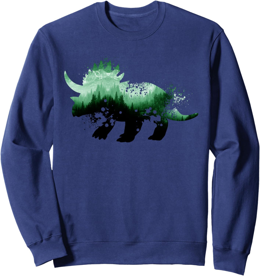 Dino Triceratops Silhouette | Junge Herren Damen Dinosaurier Sweatshirt