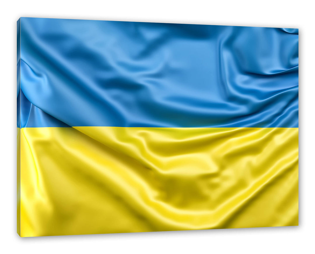 Pixxprint Ukraine Flagge als Leinwandbild | Grösse: 120x80 cm | Wandbild | Kunstdruck | fertig bespa