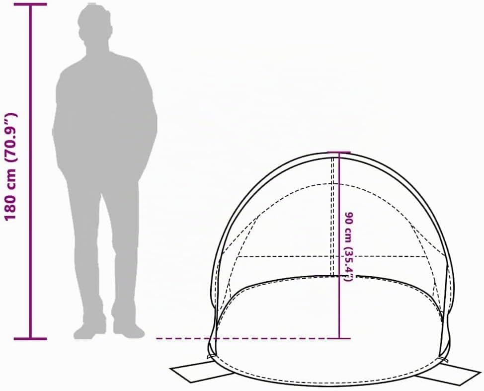 vidaXL Strandzelt, Strandmuschel mit Offenem Eingang, Campingzelt Pop-Up Wasserdicht Tragbar, Wurfze