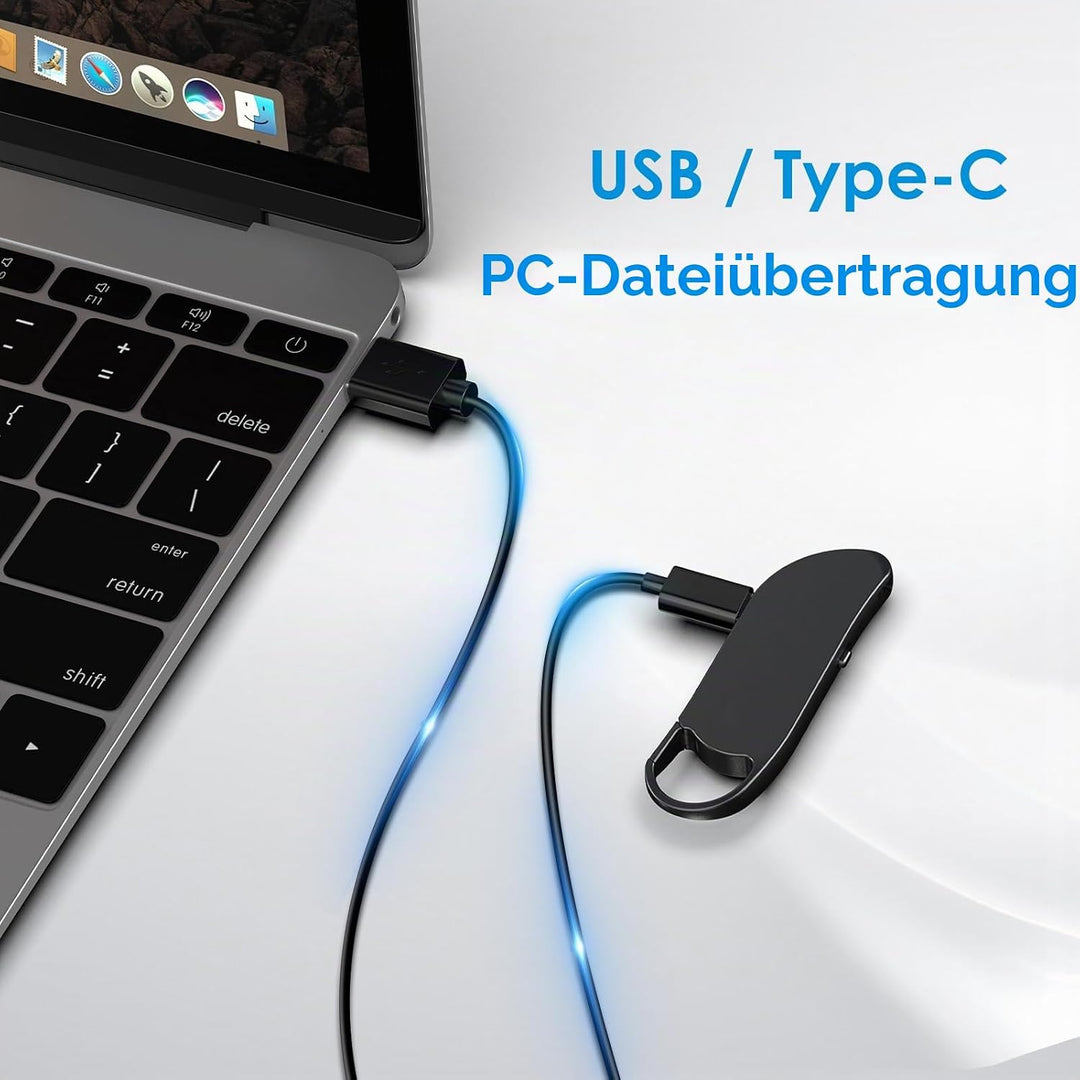 Mini Digitales Diktiergerät 32GB, Clooissr 1536 Kbps Diktiergerät Aufnahmegerät mit Rauschunterdrück