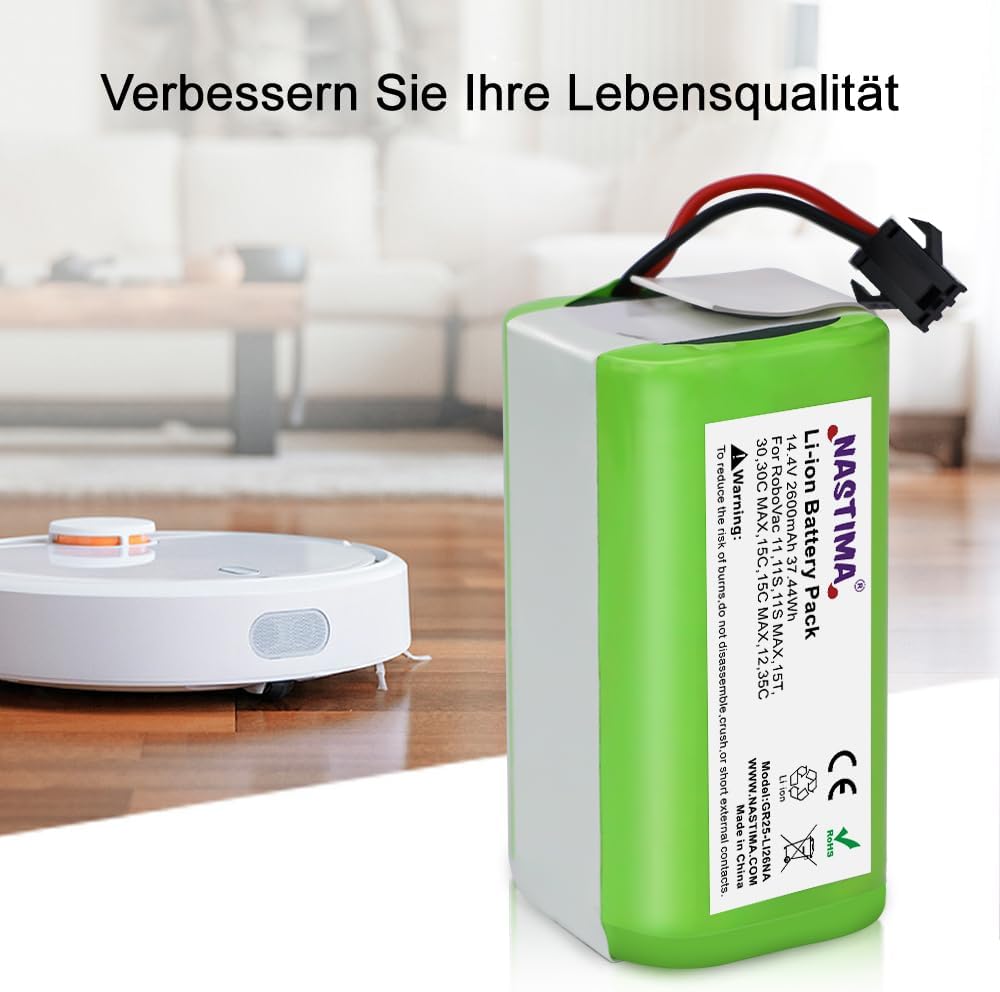 NASTIMA 14.4V 2600mAh Ersatz Akku für Ecovacs Deebot N79S N79 DN622 Li-Ion Akku Kompatibel mit Tesvo