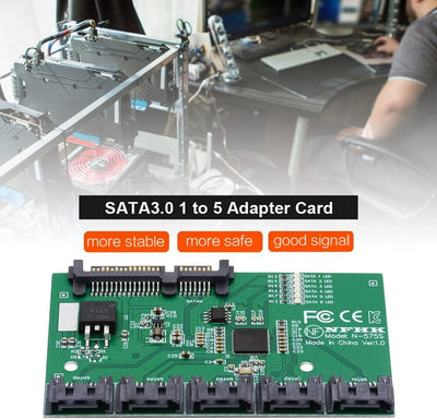 xiwai SATA HUB Ports 3.0 6Gbps 1 auf 5 Splitter Adapter Konverter PM Multiplier Port Selector JMB575