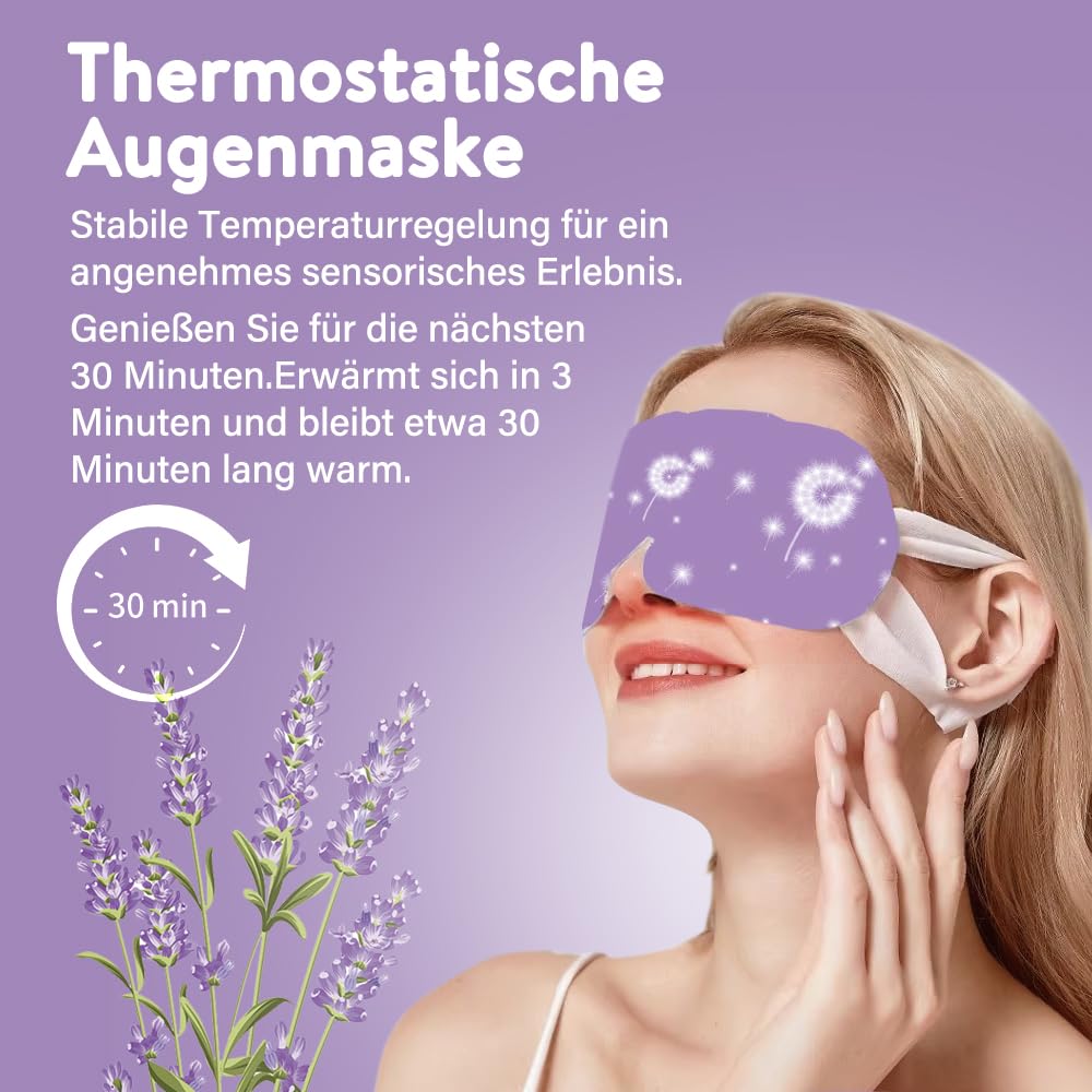 Minidiva Augenmaske Wärmend Dampf Eye Mask für Trockene Augen, 30Pcs Augenmaske Schlafmaske Entspann