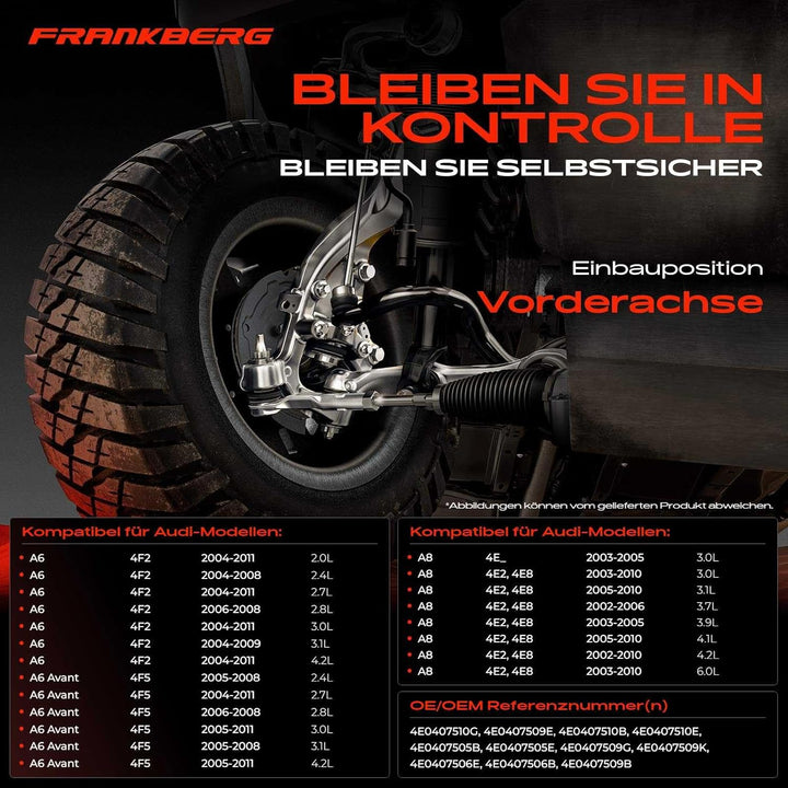 Frankberg 4x Querlenker Vorderachse Vorne Hinten Oben Kompatibel mit A6 4F2 C6 2004-2011 A8 4E2 4E8