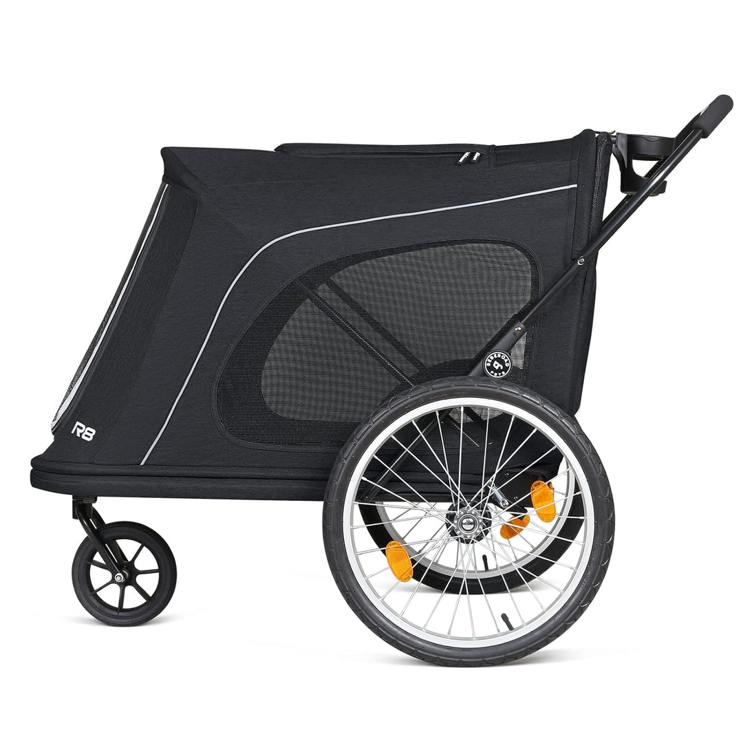 Beberoad 2-in-1 Hunde Fahrradanhänger & Buggy, Klappbar für Tiere bis 45kg, R8 (Schwarz) R8 Schwarz,