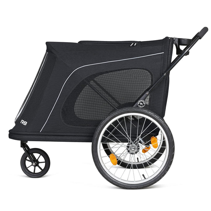 Beberoad 2-in-1 Hunde Fahrradanhänger & Buggy, Klappbar für Tiere bis 45kg, R8 (Schwarz) R8 Schwarz,