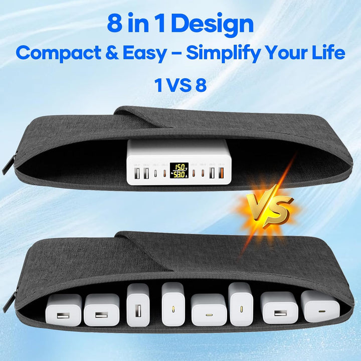 USB C Ladegerät Mehrfach 8-Port mit LED Anzeige, YSYFAD 200W GAN USB Ladestation PPS PD Type C Netzt
