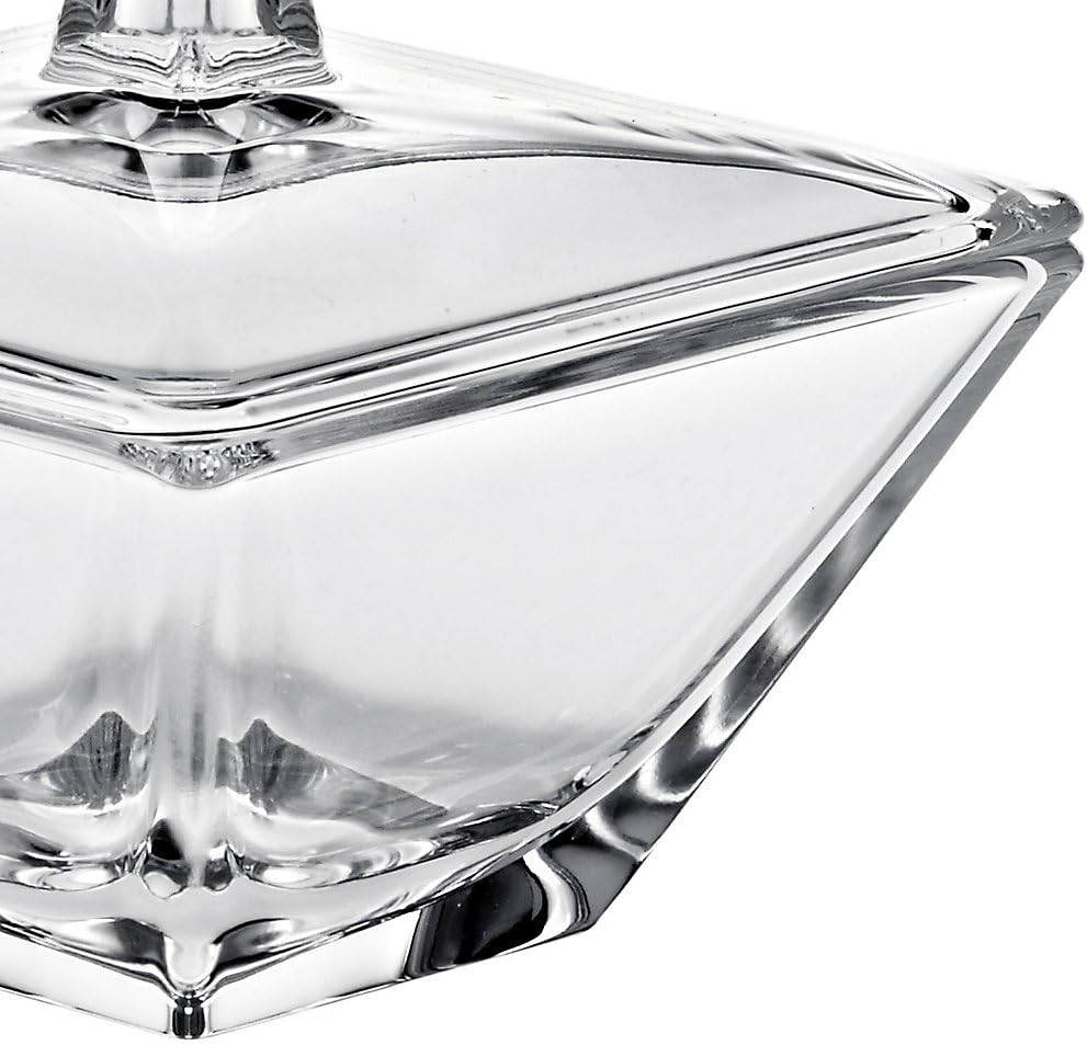 CRISTALICA Dose mit Deckel Bomboniere Klara 11 X 11 cm Hochwertiges Glas Moderner Zeitloser Style