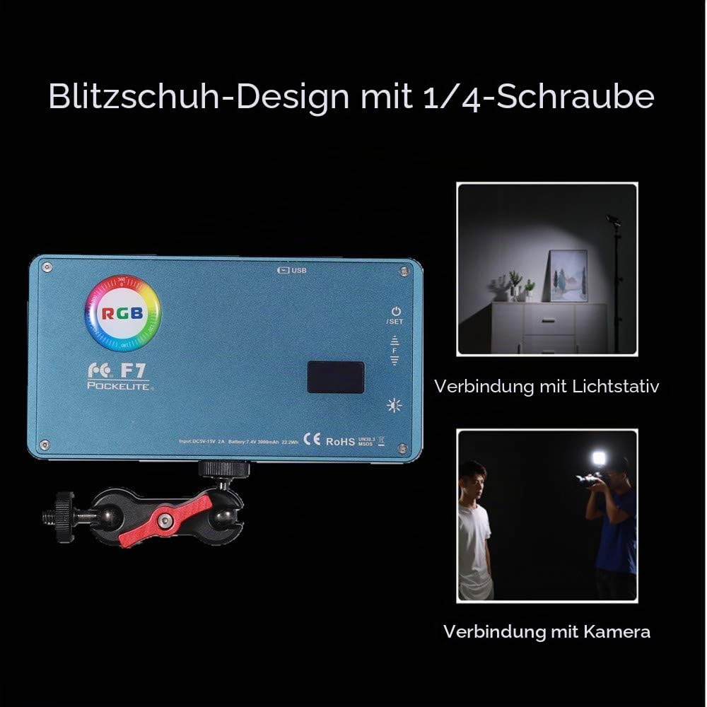 Falcon Eyes F7 RGB 12W LED Auf Kamera-Licht RGB Videoleuchten Eingebaute Batterie Pocket Size Bi-Col