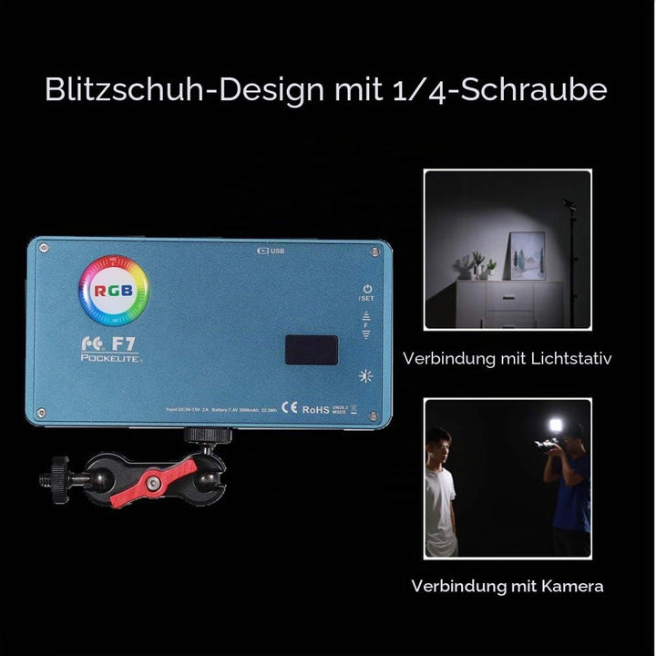 Falcon Eyes F7 RGB 12W LED Auf Kamera-Licht RGB Videoleuchten Eingebaute Batterie Pocket Size Bi-Col