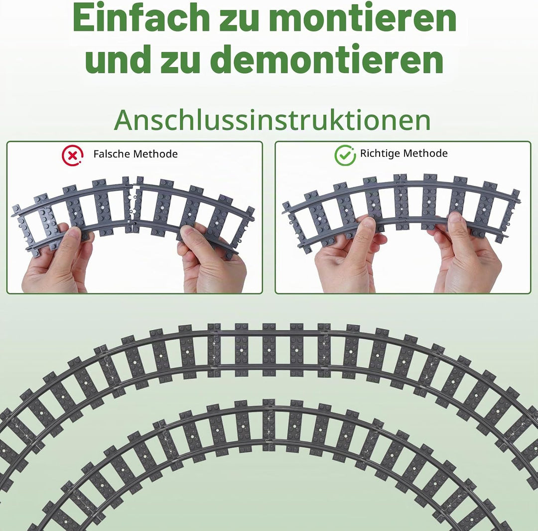 Bausteine Zug Schienen Set, 54 Stück City Zug Schienen Set, Bestehend aus Cross Track Gerade, Kurven