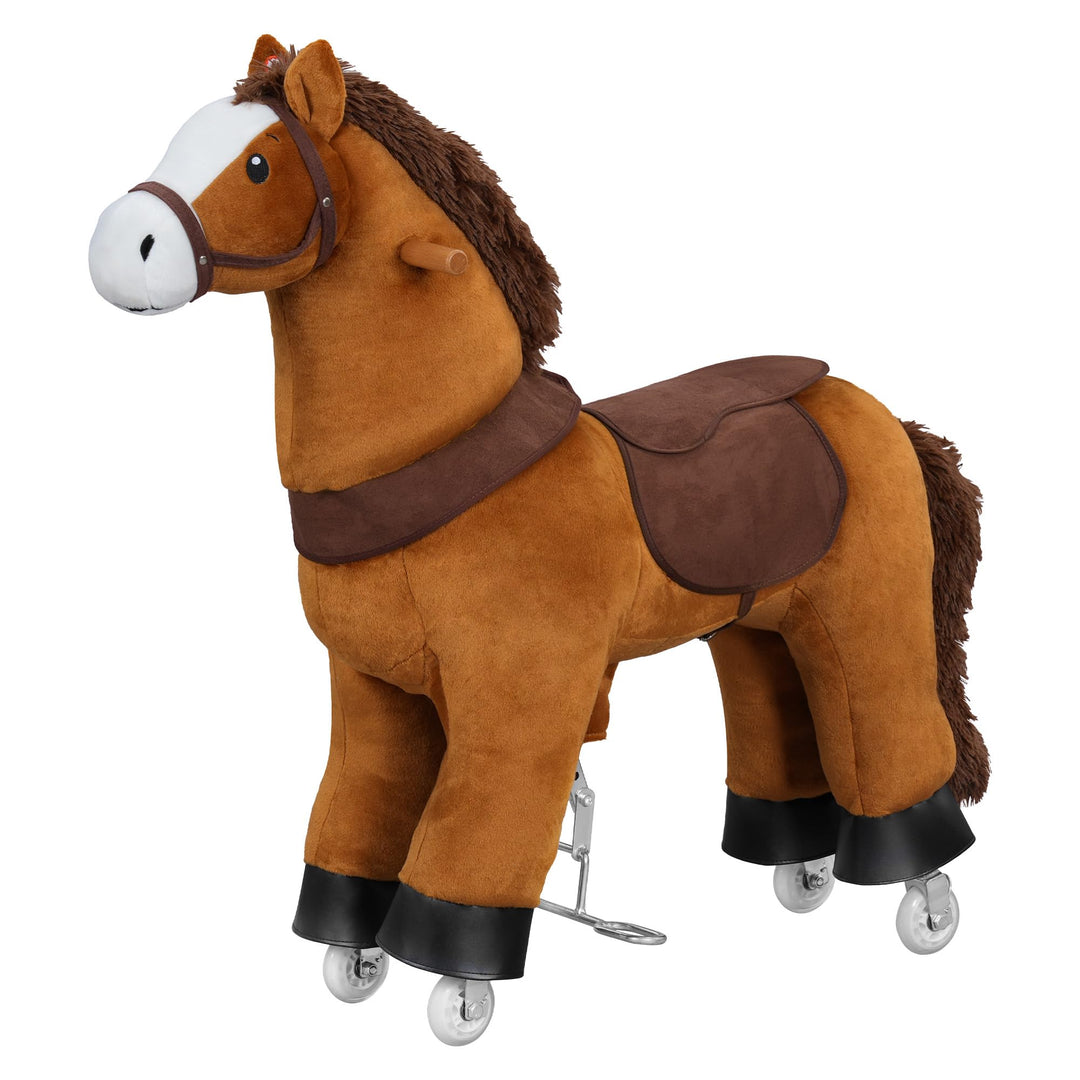 WOLTU Stehpferd auf Rollen, Reitpferd mit Klangfunktion für Kinder ab 4 Jahren, Plüschpferd zum Sitz