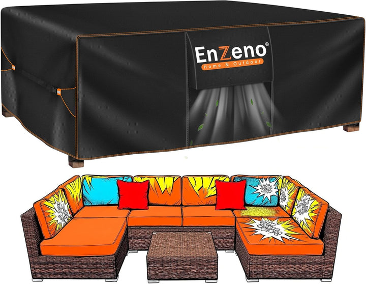 Enzeno Abdeckung Gartenmöbel 270x180x94cm, 420D Oxford-Gewebe Loungemöbel Abdeckung wasserdichte, Ab