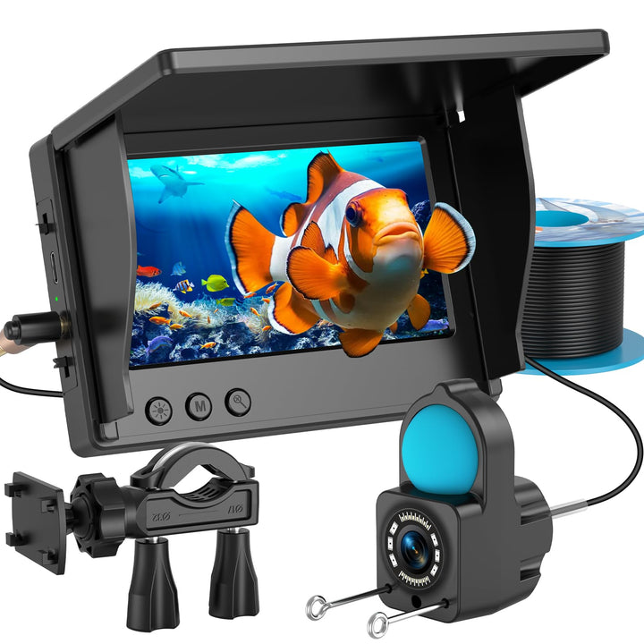 1080P HD Fischfinder Echolot Angeln mit 4.3-Zoll-LCD, 30 m Wasserdichtem IP68-Kabel und 6 IR-Nachtsi