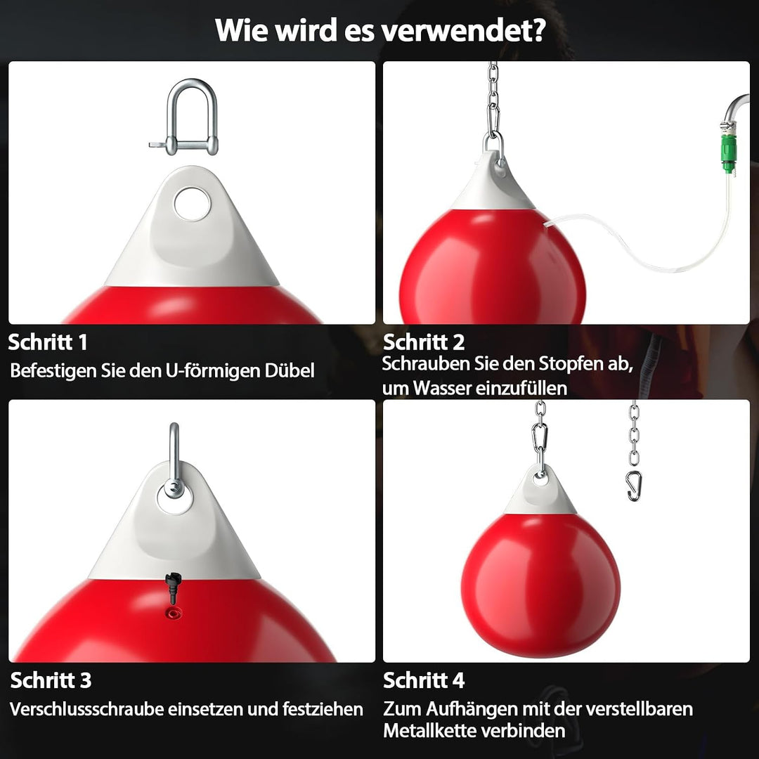 FANTASK Ø45cm schwere Wassersack, Boxing Punching Bag, 50 kg/80kg, Aqua-Trainingssack mit Verstellba