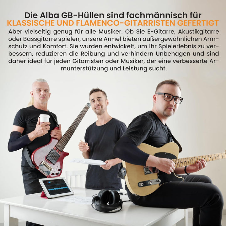 Alba GB Schwarzes arm schutz ärmelschutz ärmel armhülse kurzarm-sleeve für Gitarristen für Klassik,