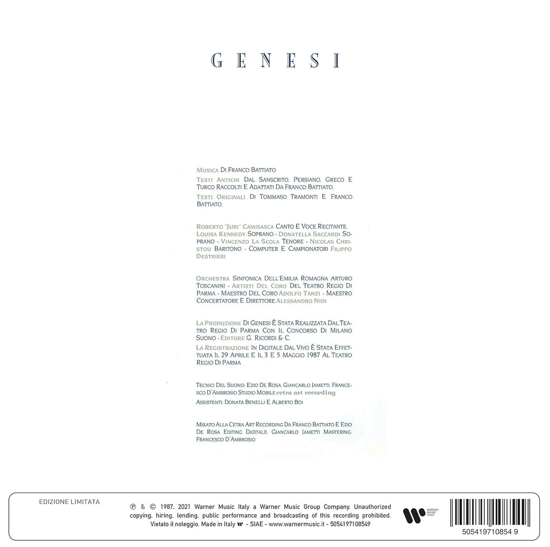 Genesi Opera In Tre Atti Di Franco Battiato [Remastered], Vinyl