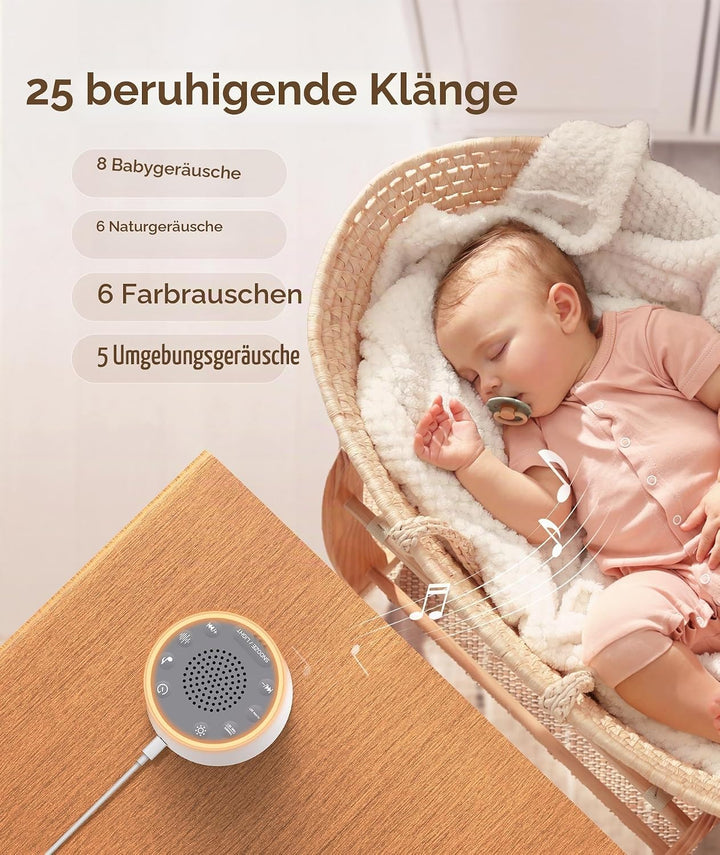 Dreamegg White Noise Machine mit Licht und Wecker, Weisses Rauschen Gerät für Erwachsene und Kinder,