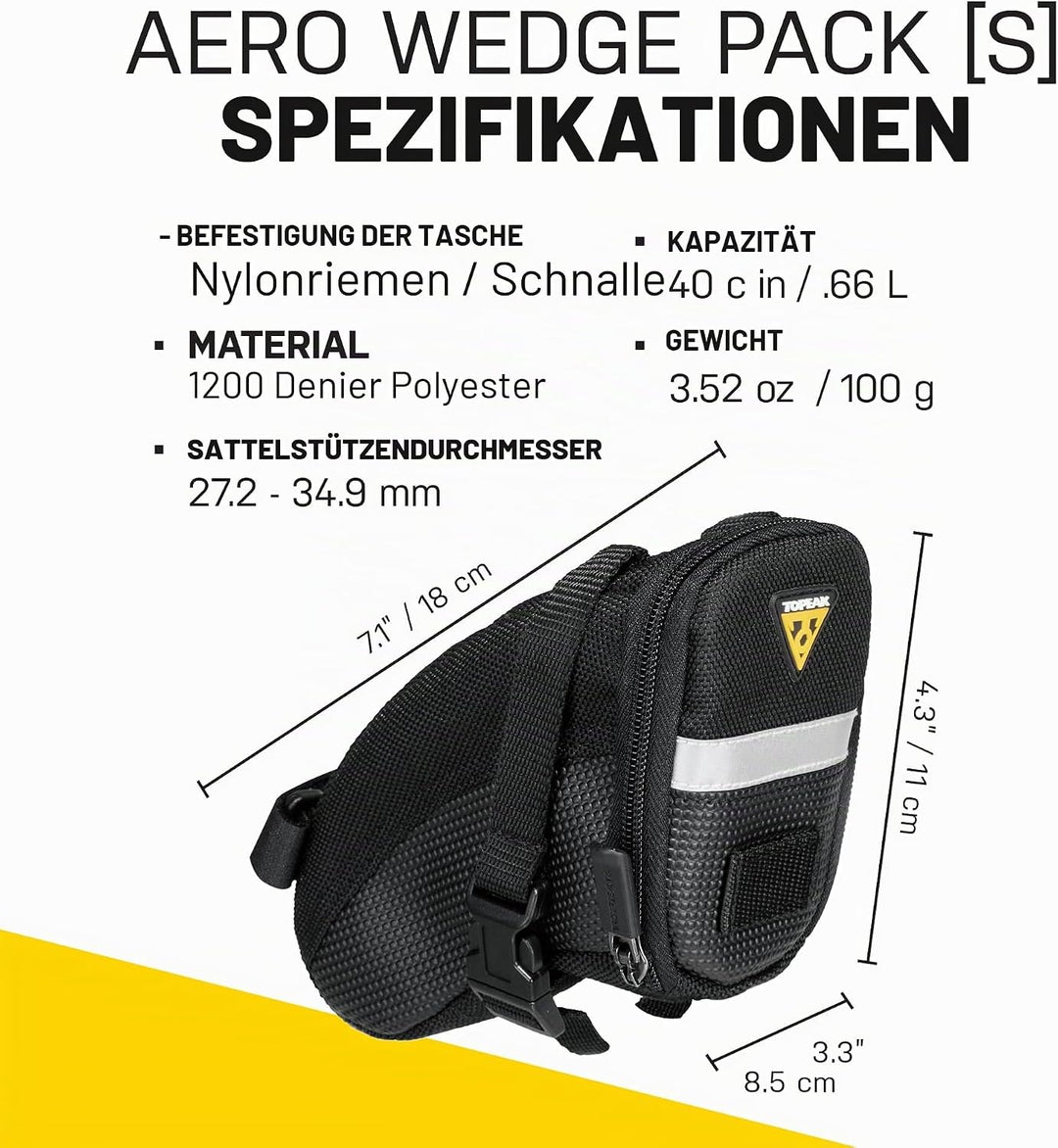 Topeak Satteltasche 18 x 8.5 x 11 cm, 0.66 Liter Schwarz, 18 x 8.5 x 11 cm, 0.66 Liter Schwarz