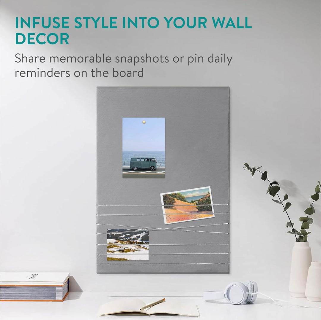 Navaris Pinnwand Collage Fotowand aus Samt - 70x50cm Bilderhalter - Fotohalter mit Schnur - für Foto