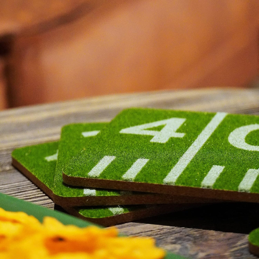 40YARDS American Football Untersetzer in Gras Spielfeld-Design (4 Stück) für Gläser & Tassen: Super