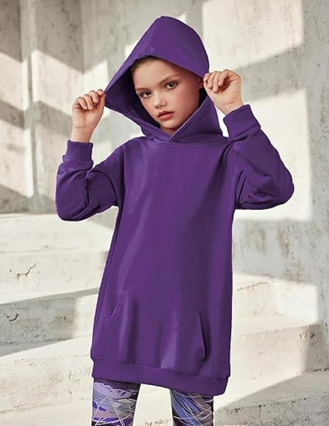 Arshiner Mädchen Hoodie Kleid Kinder Lang Kapuzenpullover Winter Pullover Mode Freizeit Sweatshirt f