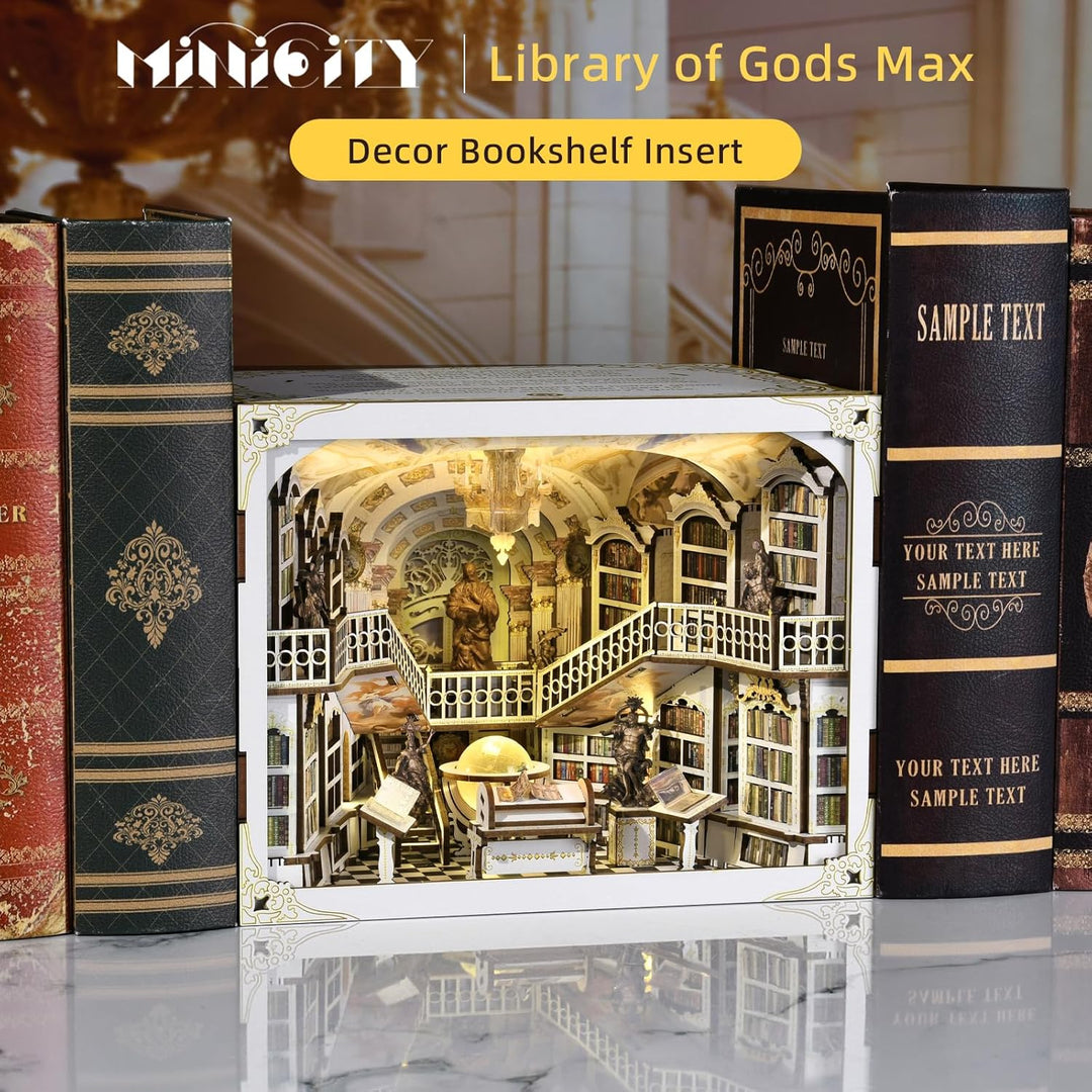 MiniCity Book Nook Kit, DIY Miniatur Puppenhaus Booknook Kit, 3D Holz Puzzle Buchstütze Bücherregal