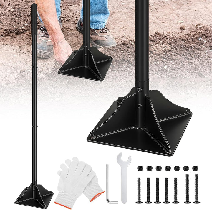 WERKTHOR Boden Stampfer aus Stahl Zerlegbar - Stampfer Bodenverdichter 122 cm hoch mit 20 x 20 cm Gr