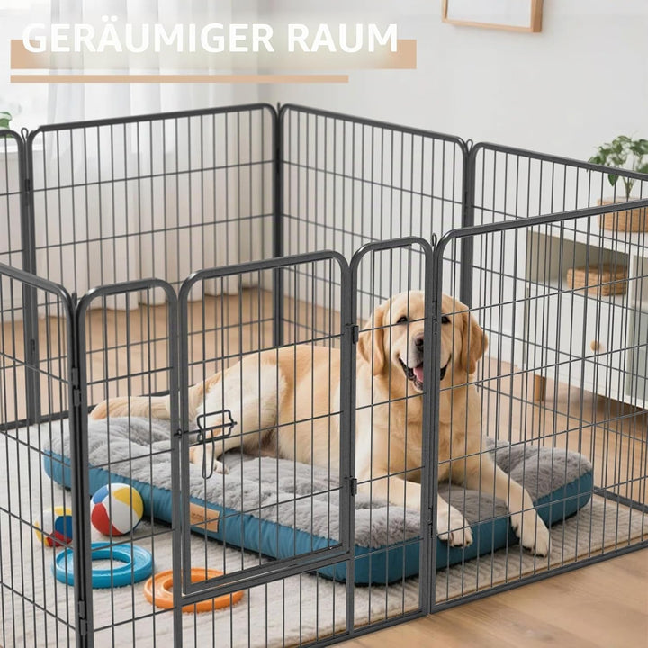 Qianruida Parc Enclos Pour Chiens 80cm x 80cm Haut Clôture Chiot Intérieur/Extérieur Animaux Grillag