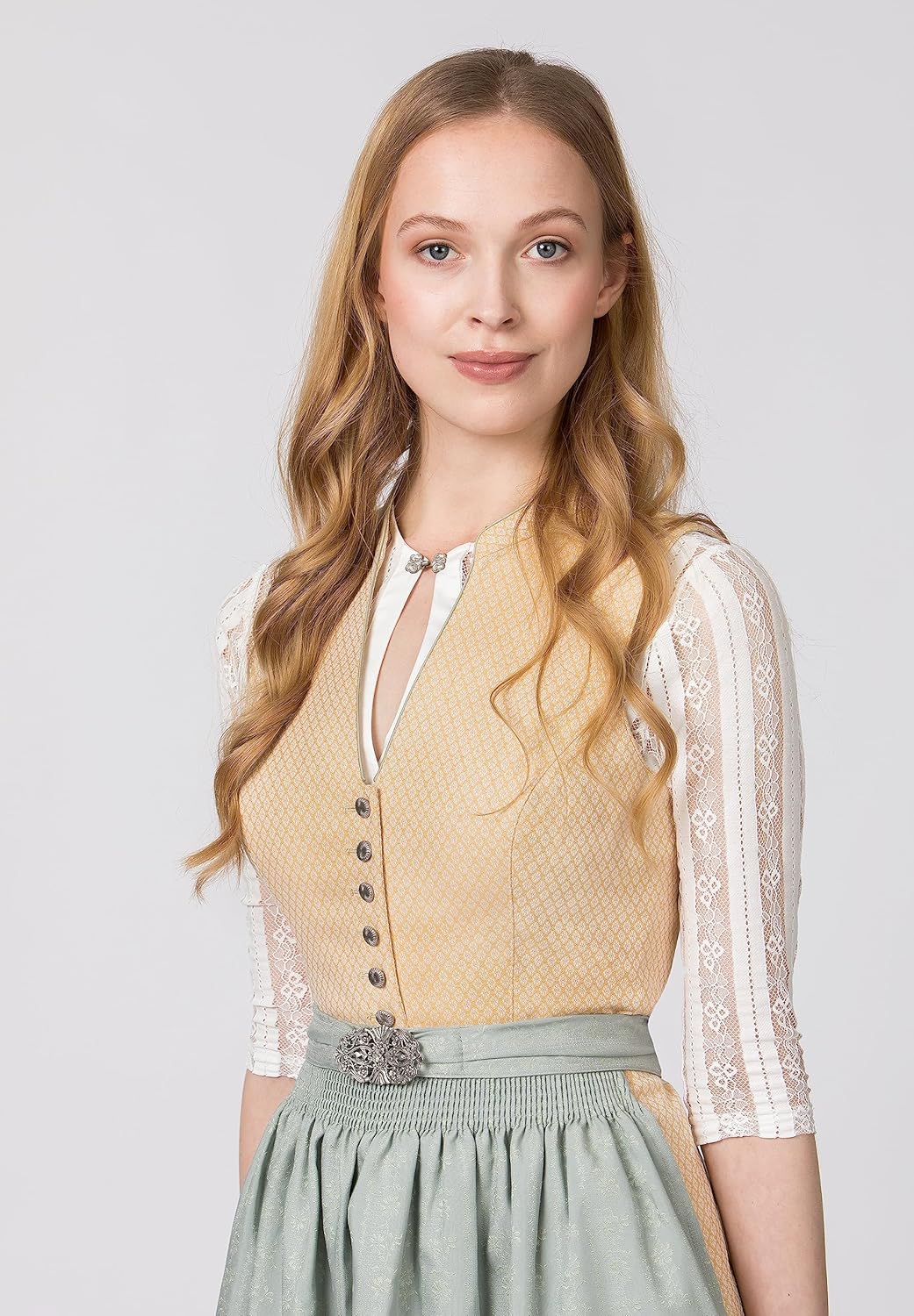 Stockerpoint Damen Dirndl Makena Kleid für besondere Anlässe 40 Gelb, 40 Gelb
