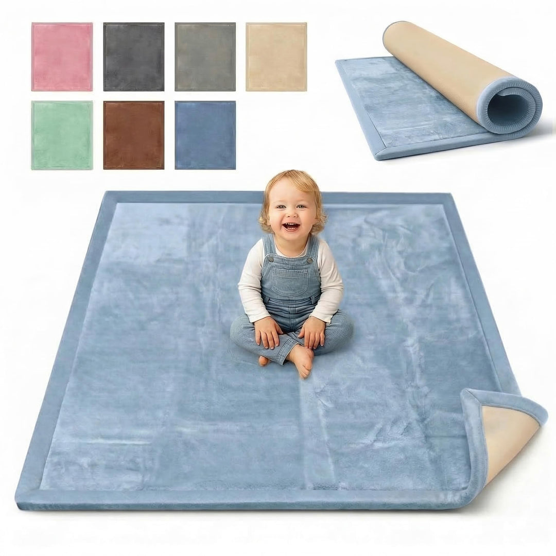 BabybeFun Krabbelmatte Baby - kuschelig weich - 3cm Dicke Spielmatte - schützt vor Stössen - Teppich