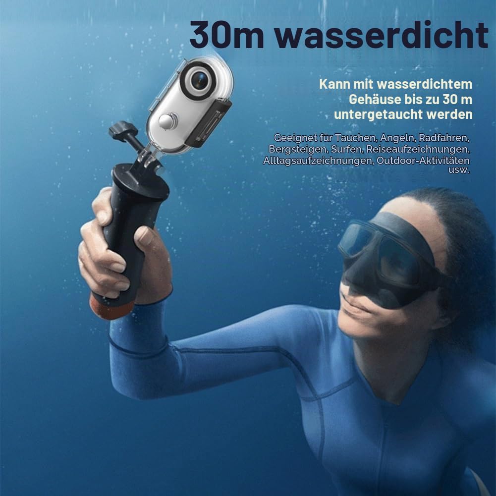 Mini Action Cam 4K,Tragbare Kamera mit 360° Drehbarem Clip und Magnetclip,Wasserdichter 4K-Körperkam