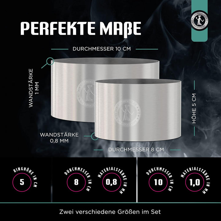 Ess-Nische® Dessertringe 8cm + 10cm Burgerringe - Ideales Grill-Zubehör als Burger Presse beim BBQ o