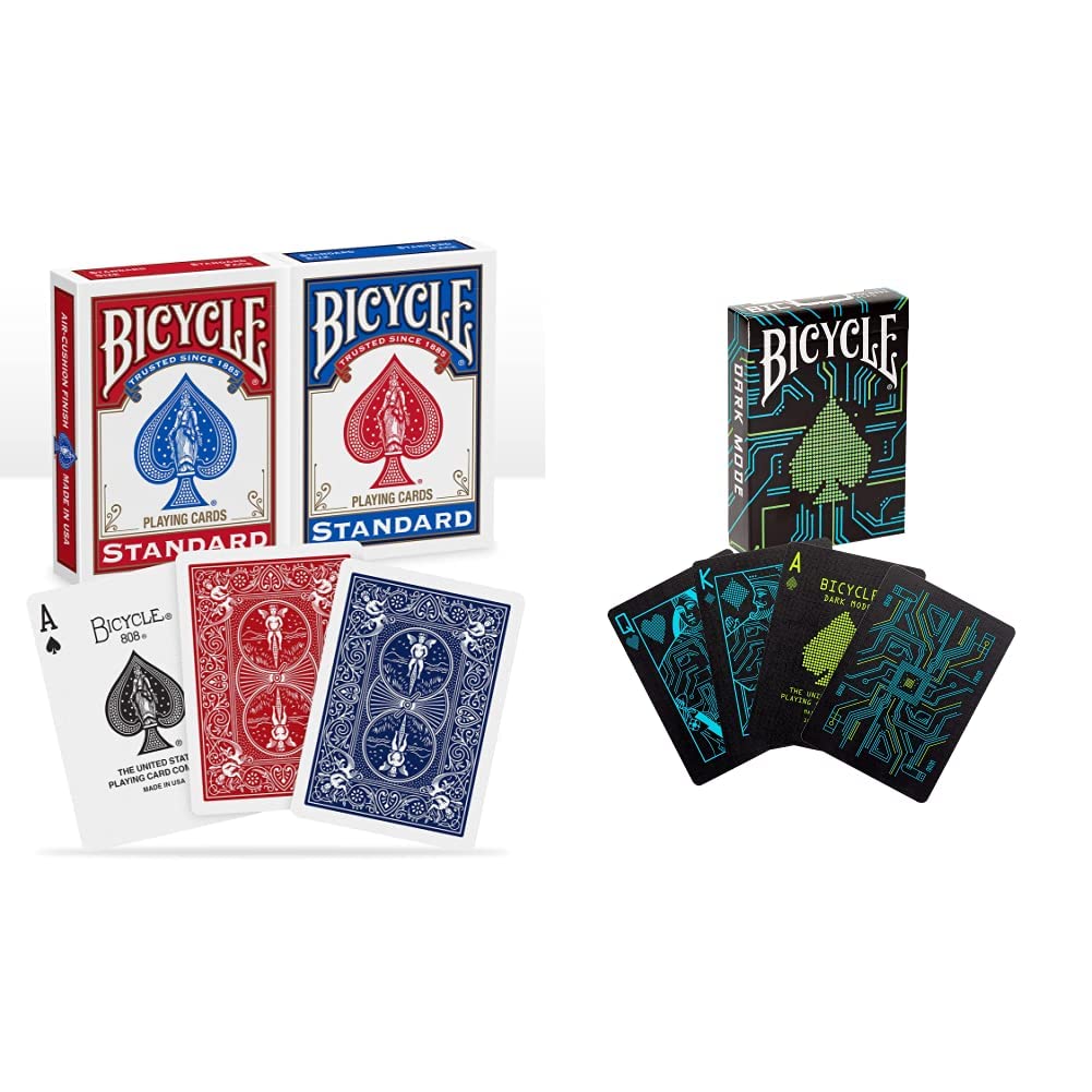 Bicycle 1001781 Kartendeck Standard 2er-Pack Rot & Blau Rommé-Karten, Pokerkarten, Zauberkarten & Cr